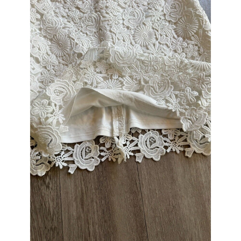 Lulus Love Poem Lace Ivory White Sheath Dress Size M Innocent Euro Summer Mini - Picture 14 of 16
